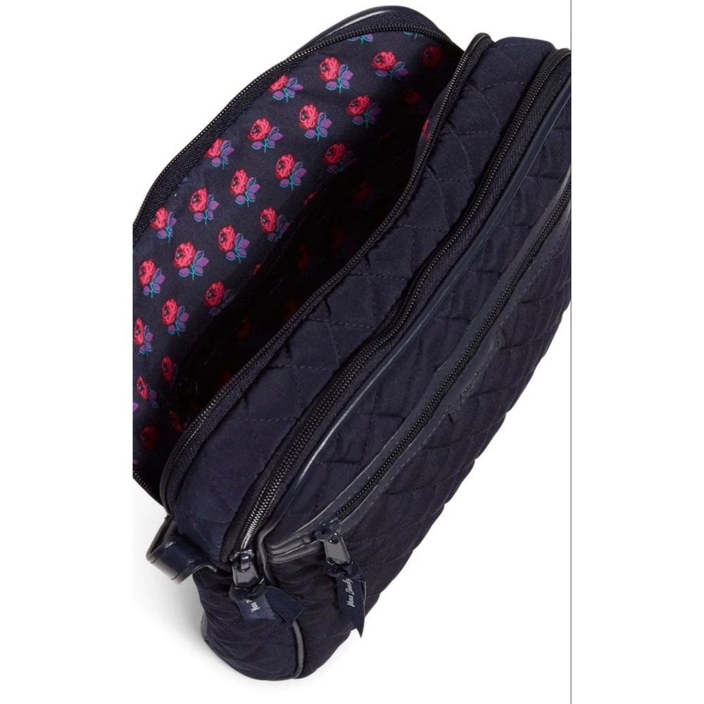 Vera Bradley Trimmed Microfiber Crossbody bag in solid Navy Blue